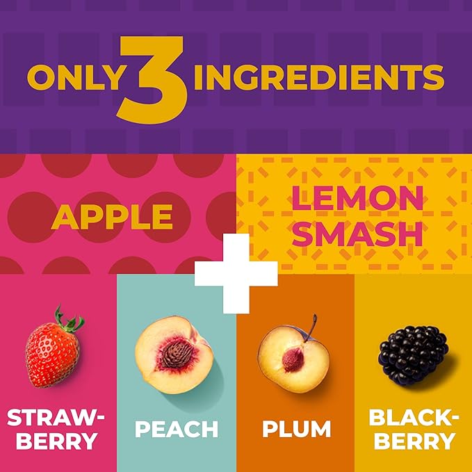 Fruit Snacks by Zest Delites, Fruit Leather, Healthy Snacks for Adults & Kids, Vegan Apple-Based Strips, Dried Strawberry-Peach-Blackberry-Plum Bars, 0.88 oz x 36