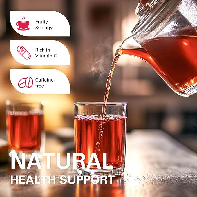 WT WEETEE Rosehips Hibiscus Tea Bags, Made with Rosehip & Hibiscus Flowers, Natural Caffeine-free Herbal Tea 2.5g x 60 Counts