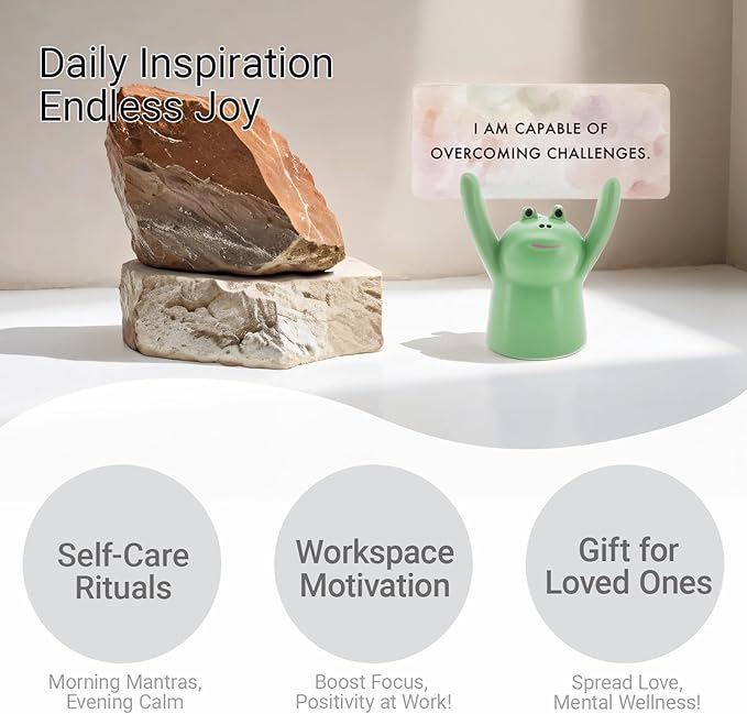 ZEARPT Affirmation Card Deck for Women, Self Care Gift, Positive Affirmation Cards with Holder, Gift for Her, Daughter, Niece, Sister, Daily Affirmations, Midlife Manifestation Gift (Green - Frog)