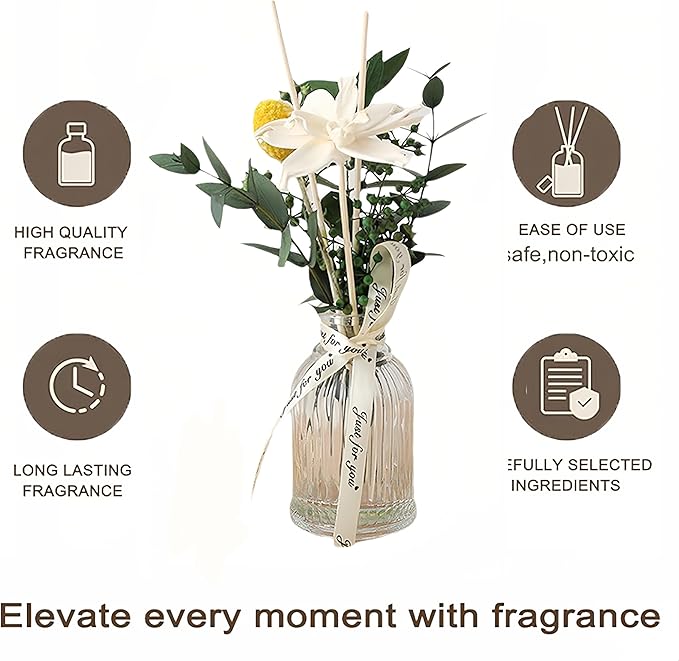 Reed Diffuser of Home Fragrance,Bathroom Diffuser with Sticks, 3.38OZ Essential Oil Lavender Scented, for Home, Office Aroma (Lavender)