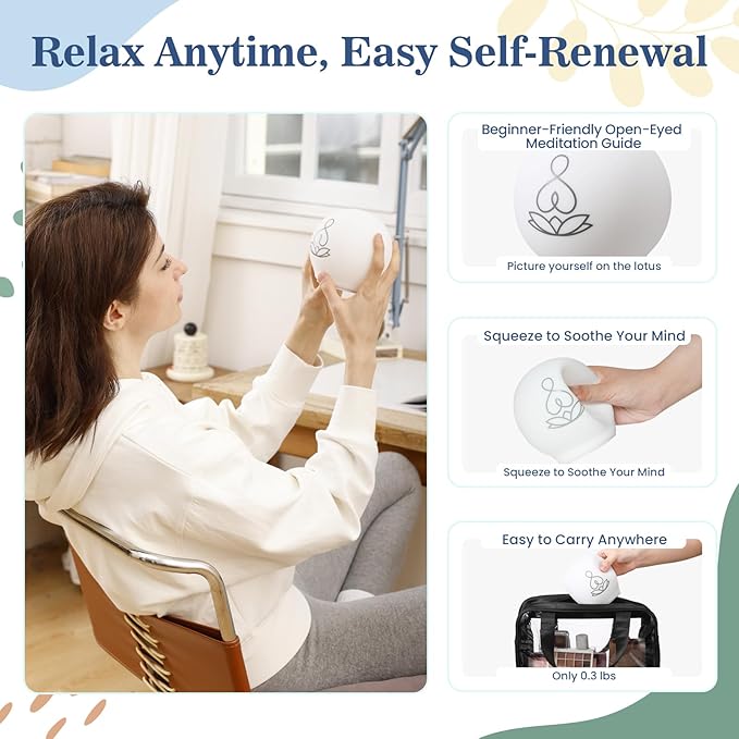 Syrinx Guided Meditation Light – Meditation Aid with Rhythmic Glow for Focus,Anxiety Relief Items for Calm Down Corner,Stress-Relieving Relaxation & Mindfulness, Quiet Rooms,Home or Office Use