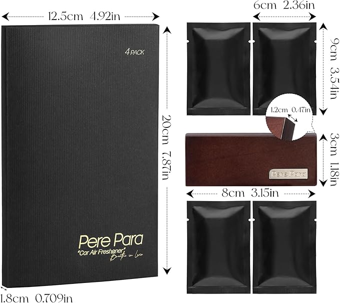 4 Refreshing Scent Bags Wood Car Air Freshener Vent Clip (DARKWOOD, Misty Grove)- Natural Scent Diffuser for Car, Truck & SUV with Premium Essential Oil Starter Kit Gift For Men & Women