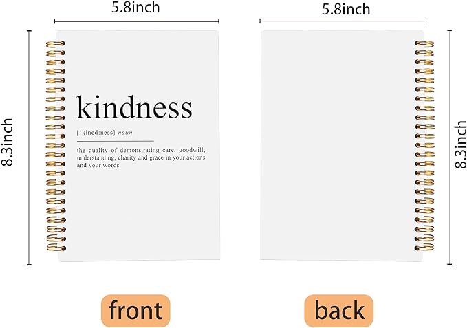 Kindness Definition Inspirational Notebook, Kindness Gifts, Motivational Journal for Women Men, Inspirational Spiral Notebooks 5.5x8.3 Inch
