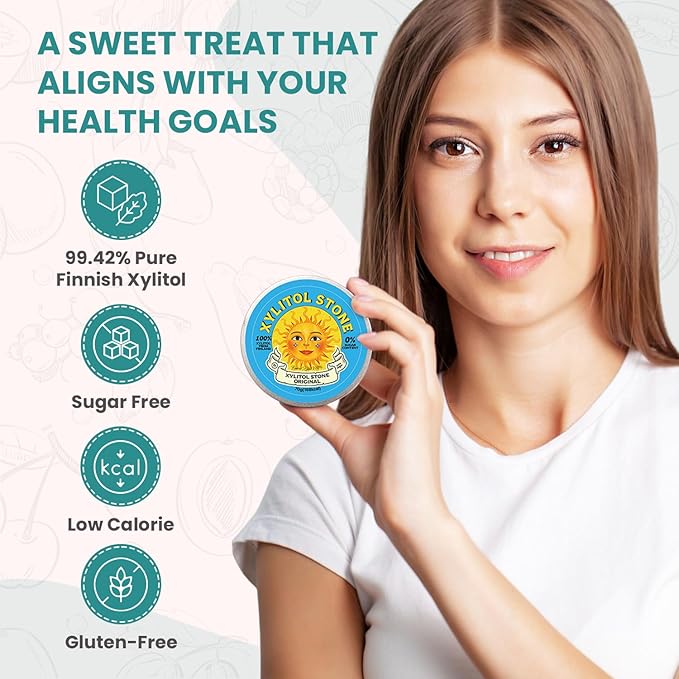 Xylitol Stone Sugar Free Candy - Vegan & Keto Friendly Unique Hard Candy - 100% Natural Flavor Candies - Gluten Free & Non-GMO Breath Freshener Low Calorie Mints - Pack of 2 (Original, Lemon)