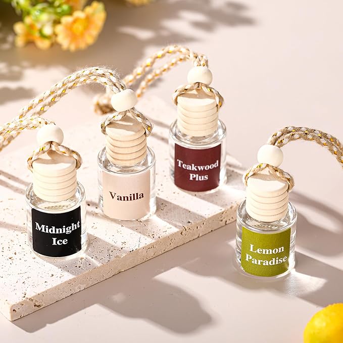 Maxdot 4 Pcs Cute Car Air Freshener Hanging Fall Car Essentials Oil Diffuser Long Lasting Air Freshener Aromatherapy Vehicle Diffuser Automobile Scents Fragrance(Fresh and Woody Collection)