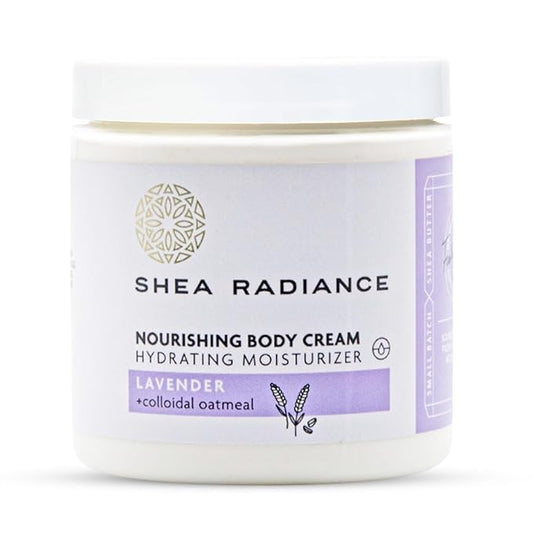 Shea Radiance Nourishing Body Cream with Colloidal Oatmeal | Hydrating Moisturizer for Sensitive Skin | Gentle Hydration with Long Lasting Moisture | Lavender Bliss 8 oz