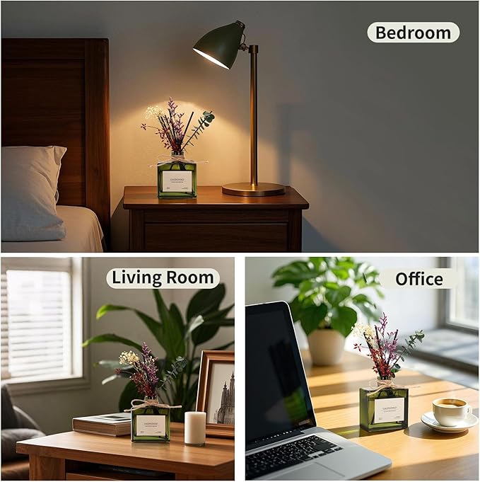 Flower Reed Diffuser Set, 6.09 oz Sandalwood Scent Diffuser with Sticks, Long-Lasting Reed Diffusers for Home Office Decor, Graceful Home Fragrance is Used as A Gift for Men and Women