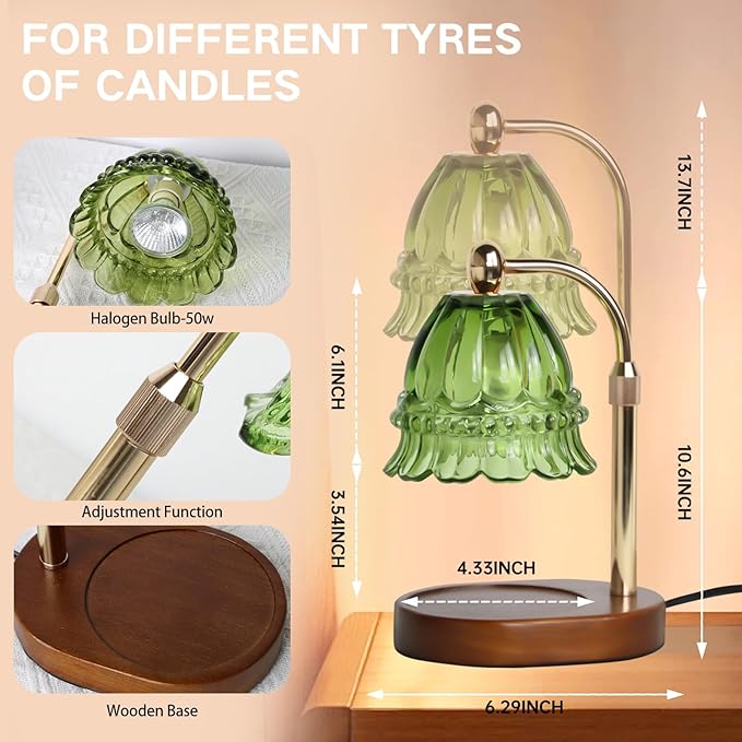 GEEZO Fragrance Candle Warmer Lamp,Electric Candle Warmer with Timer & Dimmer,Mom Christmas Birthday Gifts for Women, House Warming Gifts New Home Bedroom Decor