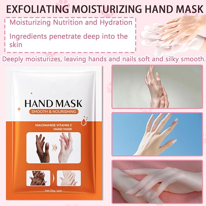 6PCS Hand Masks,Hydrating Hand Masks Moisturizing Gloves Overnight for Dry Cracked Hands,Daily Hand Care Hand Masks Gift Set for Women and Men M