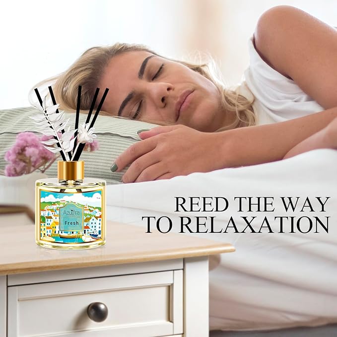 Reed Diffuser Set, 6.7oz(200ml) Fresh Scented Diffuser for Home with 6 Sticks,Home Fragrance Scent Essential Oil Stick Diffuser for Bathroom Shelf Decor