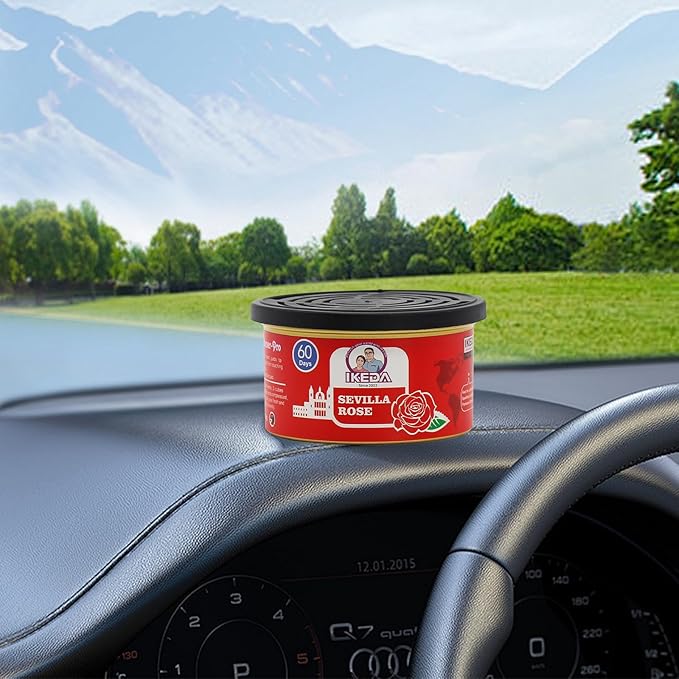 IKEDA Car Air Freshener & Car Odor Eliminator for Auto or Home,Office, 60 Days Long Lasting Scent Cans Freshener, 1.5 Oz Each, 4 Cans, Rose Scent