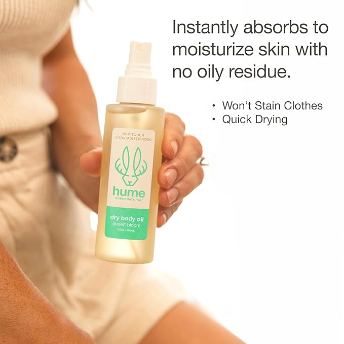 HUME SUPERNATURAL Dry Body Oil Spray - Moisturizing Oil for Dry Skin, After Shower Body Oils for Women and Men, Dry Oil Body Spray, Nourishing, Hydration, Glow, Desert Bloom, 2-Pack