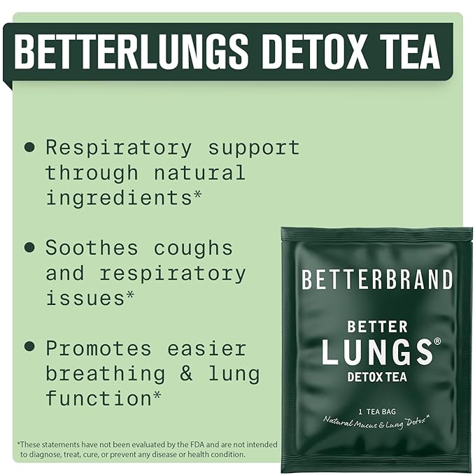 Betterbrand Mullein Tea Bags for Lungs – Herbal Tea for Respiratory Support – Caffeine-Free Loose Leaf Blend with Mullein Leaf Extract – 15 Bags for Lung Health and Wellness