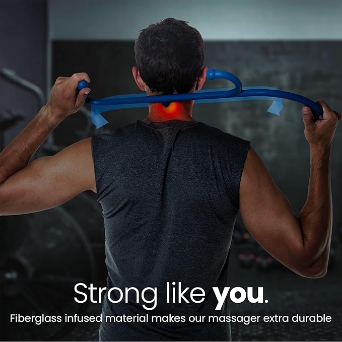 LiBa Back and Neck Massager - Trigger Point Massage Tools for Pain Relief and Manual Massage Hook Therapy Handheld Back Neck Shoulder Massager Blue - 2-Pack Gift for Women & Men