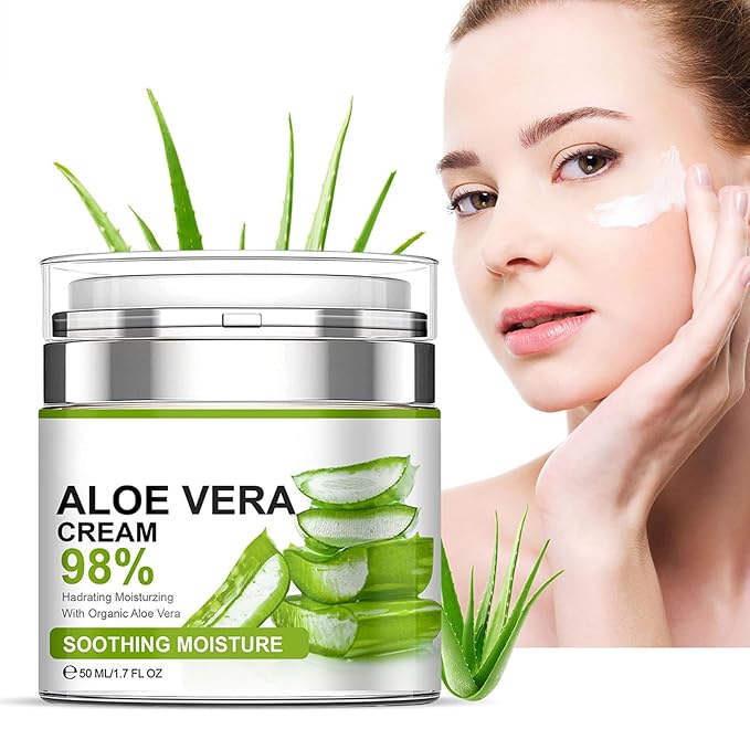 Aloe Vera Moisturizer Facial Cream,Facial Cream With 98% Organic Aloe Vera,Anti Wrinkle Face Moisturize Cream,For Dry Skin,Acne Scars,Soft,Moisturizing,And Delicate Skin