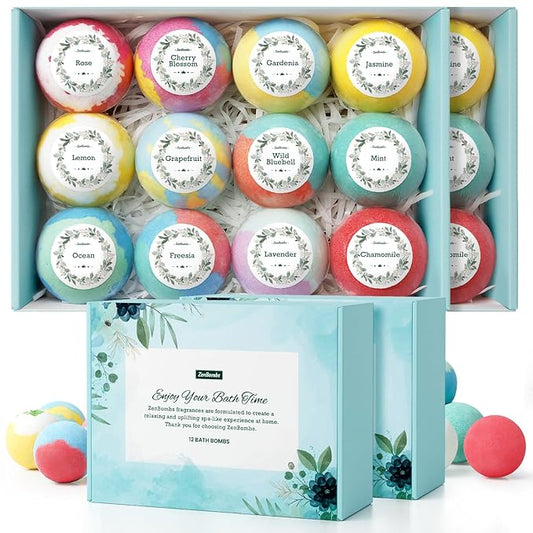 Bath Bombs for Women, 24pcs Handmade Natural Bath Bomb, Stocking Stuffers, Bath Bomb with Shea Butter, Mothers Day Presents for Mom, Amazing Present for Her, Wife, Girlfriend, Mother(2 Sets)