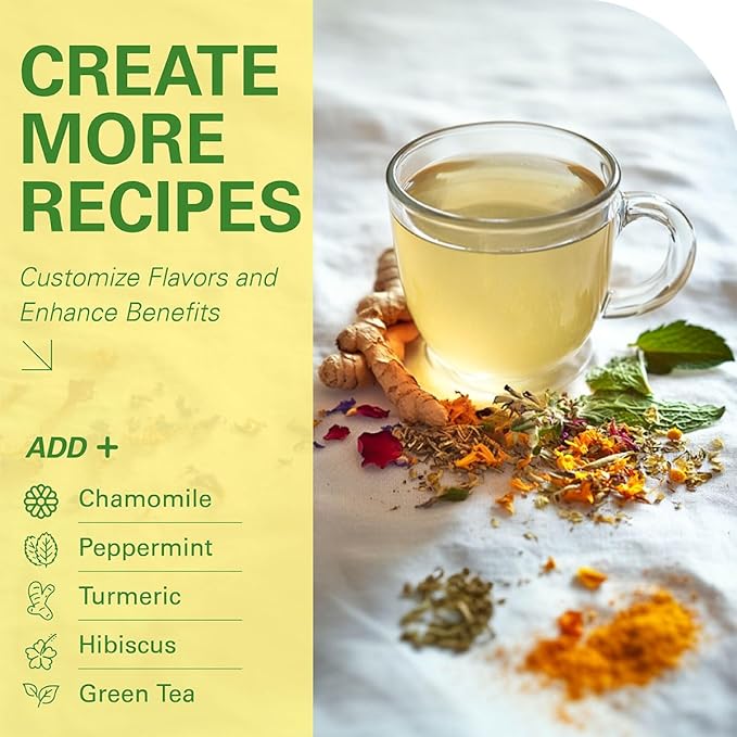 WT WEETEE Lemon & Ginger Herbal Tea, 100% Natural Ingredients, Made With Lemongrass, 100 Count Caffeine-Free Tea Bags