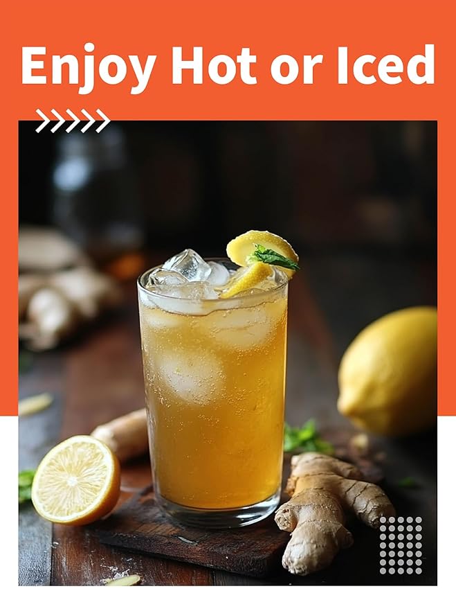 HYNTMYT Turmeric Ginger Tea Bags, Herbal Blend of Turmeric & Ginger Root, Warm & Light Spicy Flavor, Caffeine Free, 120 Count