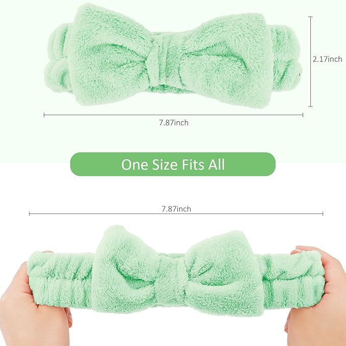 8 Pack Spa Headband for Washing Face Stocking Stuffers Skincare Headbands Bulk for Women Girls Soft Coral Fleece Hairband Cute Bow Headbands for Washing Face Makeup