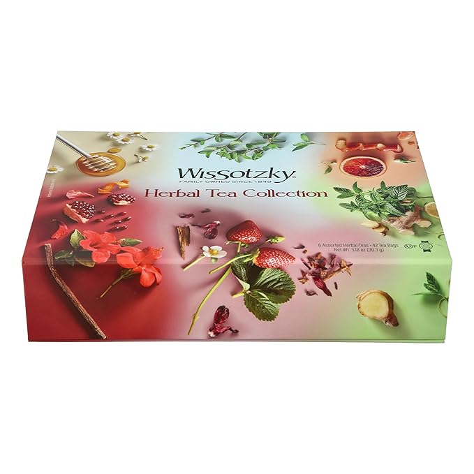Wissotzky Herbal Tea Collection Dream Gift Box (42 Tea Bags) | Individually Wrapped | 6 Flavors | Naturally Caffeine-Free | Variety Pack Tea Sampler Gift Set | Corporate & Holiday Gifts | Certified Kosher