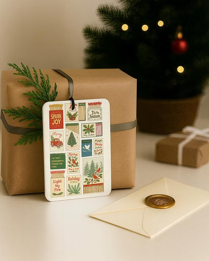 Red and Green Christmas Berry Car Air Freshener 4 Pcs, Red Bow Holly Matchbox Village Xmas Tree Hanging Air Freshener for Cars Closet Drawer Books, Girly Car Accessories Mirror Decor for Women