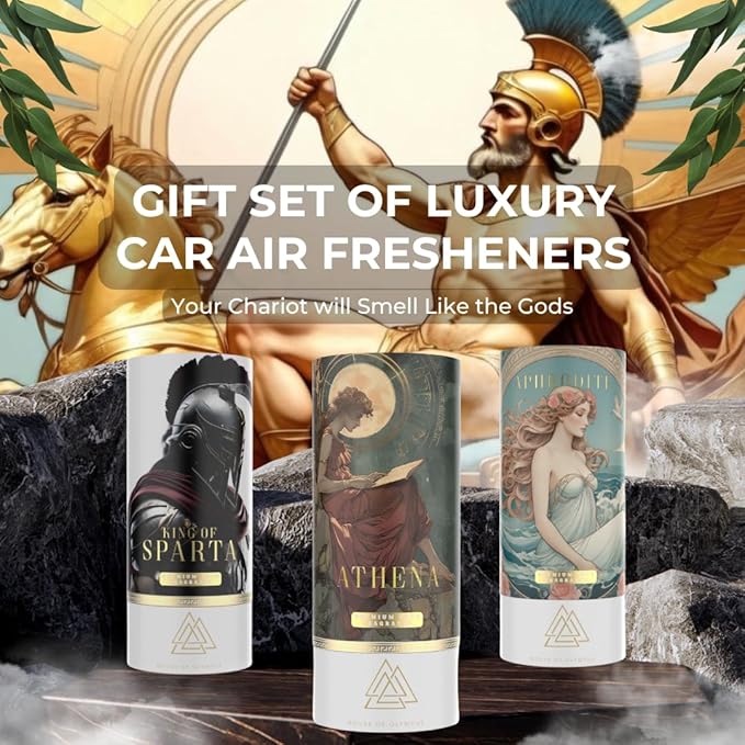 Car Air Freshener Gift Set for Car Lovers | 100% Natural Essential Oils | Luxury Car Scents by House of Olympus | Made in USA