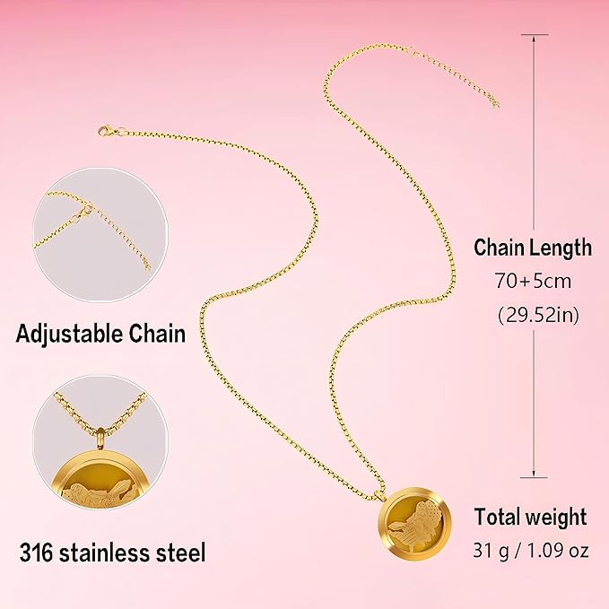 Aromatherapy Diffuser Necklace-Eagles Essential Oil Necklace,Aromatherapy Diffuser Pendant for Men and Women,Portable,Suitable for Yoga,Meditation,Travel,Stress Relief Gift(Gold 30mm)