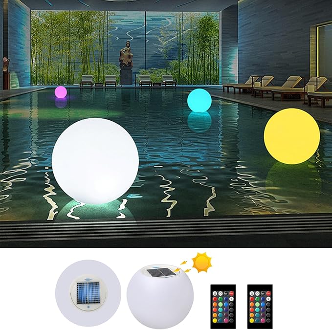 8-Inch Rechargeable LED Orb Light – 16 Color Glow Sphere, 4 Modes, Waterproof Ambient Lighting Ball, Solar & USB Charging Glowing Orb for Indoor, Outdoor, Pool, Room, and Patio Decor