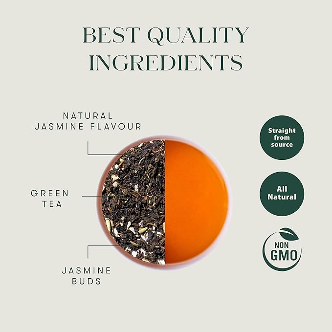 Luxmi Estates Midnight Bloom Organic Jasmine Tea (25 Tea Bags) Mildly Caffeinated Tea Bags For Relaxing, Calming, and Stress Relief, With Certified Organic Darjeeling Makaibari Green Tea