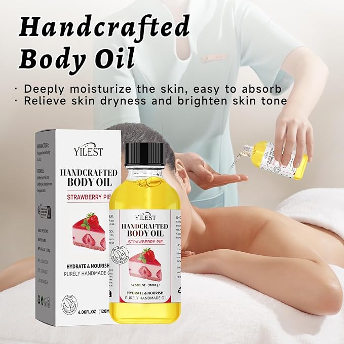 Strawberry Cheesecake Body Oil, 2PCS Handcrafted after Shower Moisturizing Body Oil, 4.06 Fl Oz (2 Strawberry)