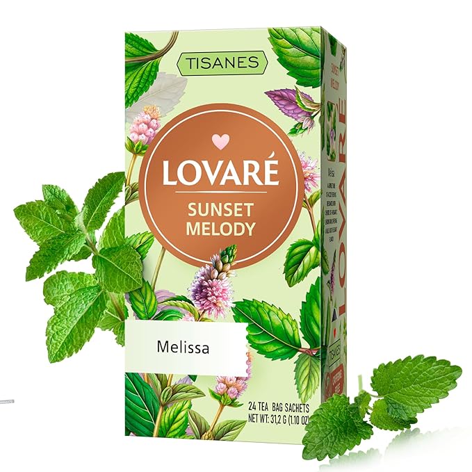 LOVARE Sunset Melody Herbal Tea – Delicate Blend with Lemon Balm Leaves – Caffeine-Free, Light & Aromatic – 24 Tea Bags (1.3g Each) (SUNSET MELODY)