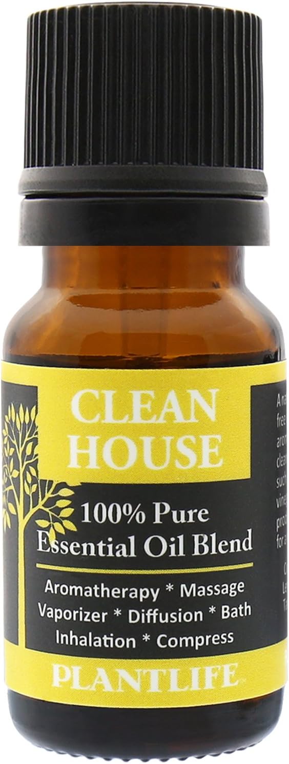 Plantlife Clean House Aromatherapy Essential Oil Blend - Straight from The Plant 100% Pure Therapeutic Grade - No Additives or Fillers - Made in California 10 ml