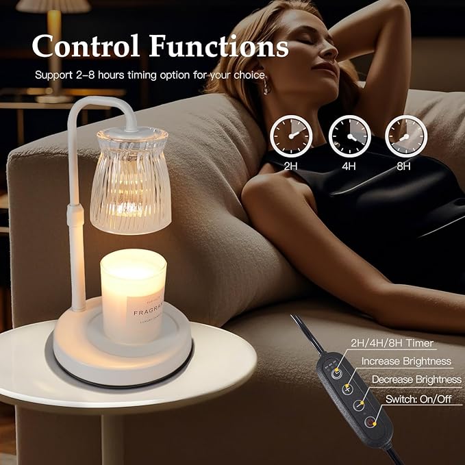 Shering Candle Warmer Lamp with Timer Dimmable, Gift Box, Gifts for Her, Birthday Gifts for Women, House Warming Gift New Home Decor, Wax Melt Warmer for Scented Jar Candles