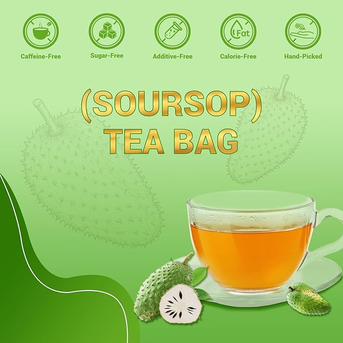 Soursop Leaf Herbal Tea (Graviola) - Caffeine & Sugar Free, 120 Count
