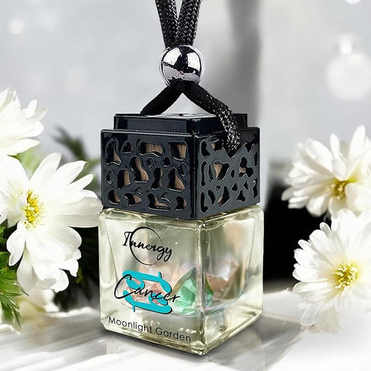 Innergy Cancer Zodiac Crystal Infused Car Air Freshener - Portable 8 ml. Hanging Essential Oil Diffuser for Vehicle, Long-Lasting Fragrance, Eco-Friendly Design, Freshness On The Go!