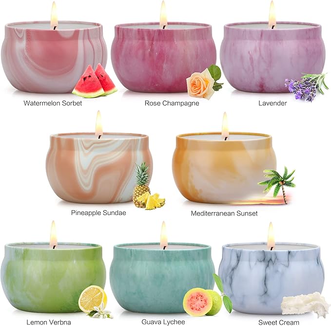 Scented Candles Gifts for Women, 8 Pack Candles for Home Scented, 8% Essential Oil Soy Candle, Stress Relief Gifts for Women, Aromatherapy Candle Set for Birthday, Thanksgiving