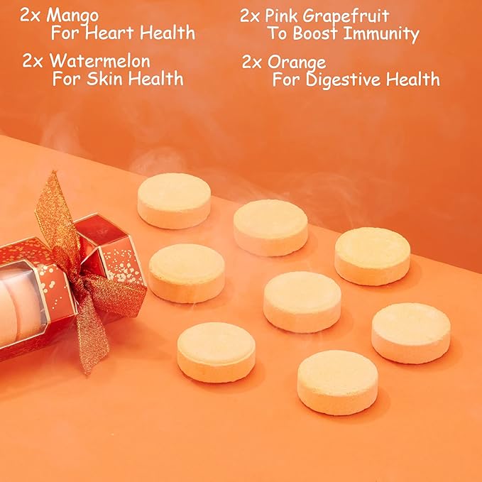Shower Steamers Gifts for Women & Men - Orange, Watermelon, Mango, Pink Grapefruit Essential Oils Scented Aromatherapy Bath Bombs, Nasal Congestion Relief Shower Tablets, Birthday Gifts