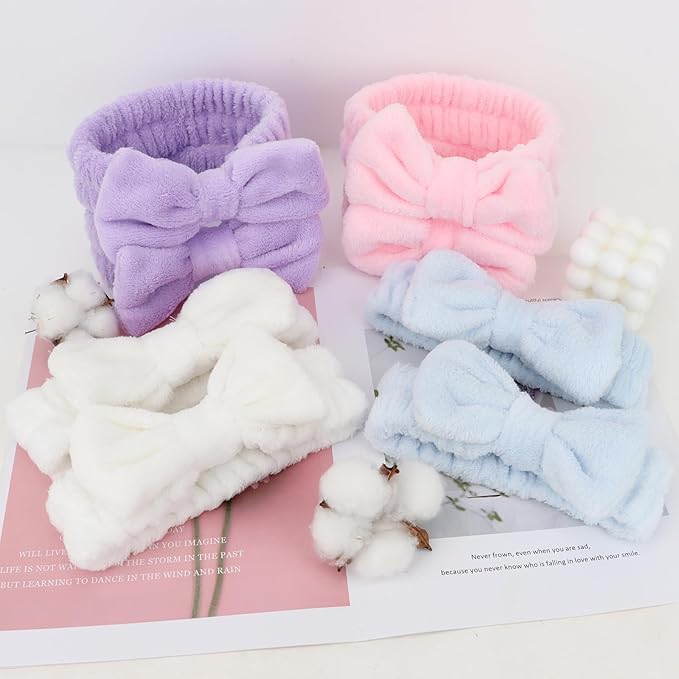 8 Pack SKincare Headband for Washing Face,Spa Headbands for Women Girls Cute Bow Headbands for Makeup Skin Care Hair bands Slumber Party Supplies Teen Girl Gifts