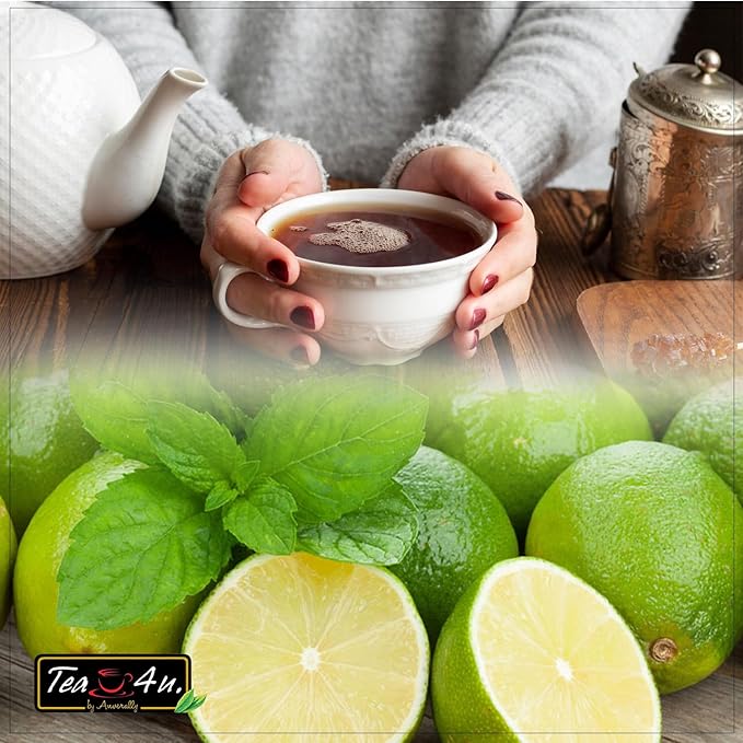 Tea4u Lime Green Tea - Smooth Blend of Lime Flavor - Hand Picked Leaves - Keeps You Hydrated with Refreshing Aroma - 25 Teabags