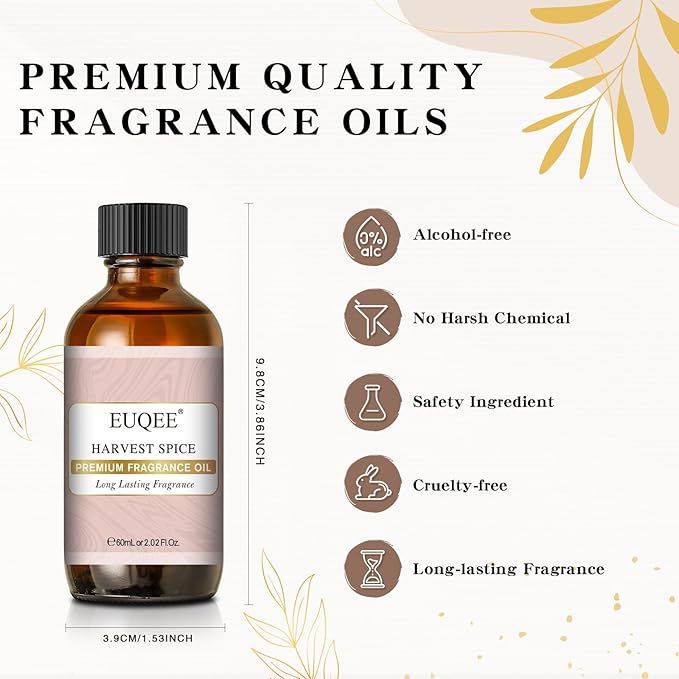 EUQEE Harvest Spice Fragrance Oil, Premium Fragrance Essential Oils for Soap Candle Making, Diffusers, DIY Bath Bombs - 2.02 Fl oz/ 60ml