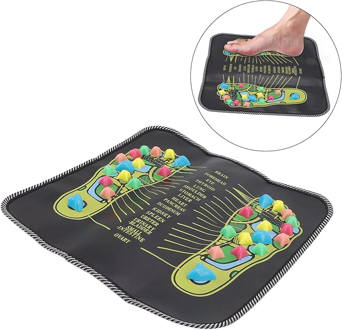 TOPINCN Foot Massage Mat, Massage Tools Foot Massagers Pain Relief Simulation Pebble Reflexology Walking Stone Cushion Suitable for Health Care (35 * 35cm)