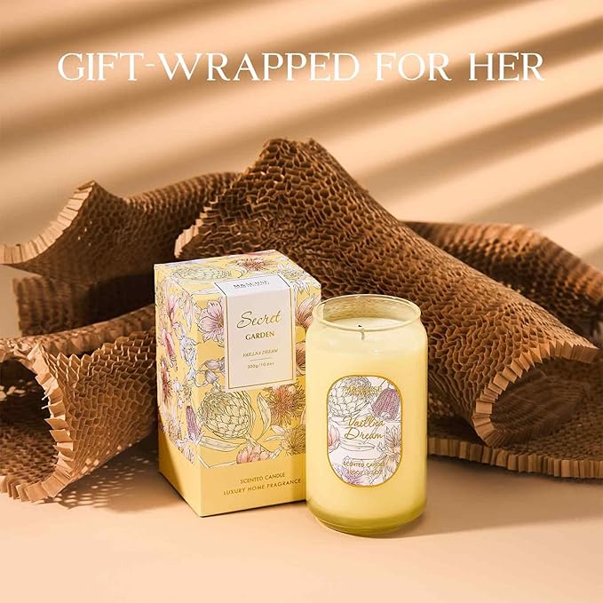 M&SENSE Vaillna Candles for Home Scented, 10.6 Oz Soy Wax Candles Non Toxic Jar Candle Up to 60 Hours Long Burning Home Fragrance Gift for Stress Relief, Meditation, Yoga