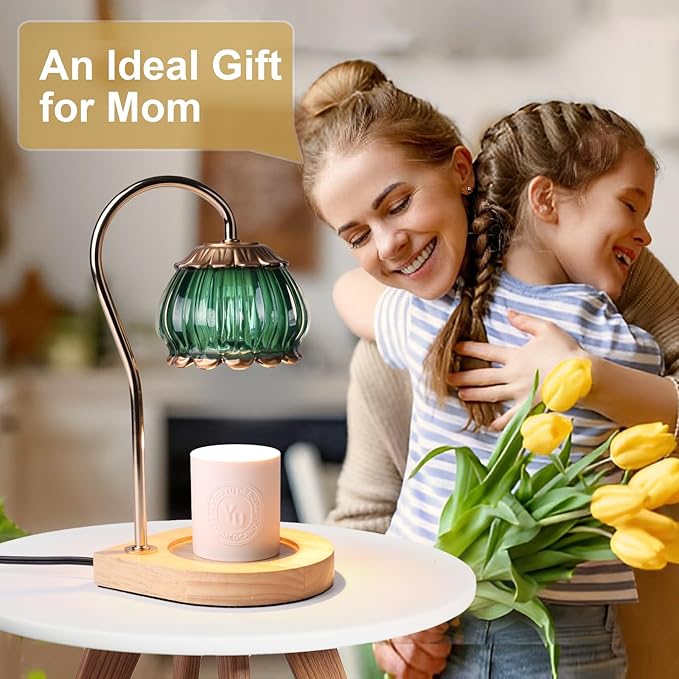 Candle Warmer Lamp with Timer,Dimmable Candle Warmer Light Adjustable Warmer Gift for Women Fragrance Candle Holders for Home Decoration,Green