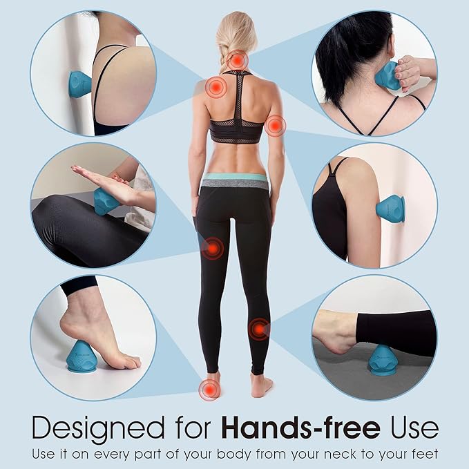 Solacium Mountable Massage Therapy Tool - Multi-Surface Suction Cup Wall Massage Tool for Sore Muscles, Myofascial Release, Stress Relief, Trigger Point and Deep Tissue Massage (Light Blue)