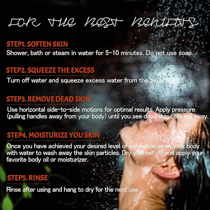 Evridwear Exfoliating Body Scrubber with Handles Back Washer Back Scrubber for Shower Bath Dry Skin Whole Body Deep Clean Men Women(Heavy)