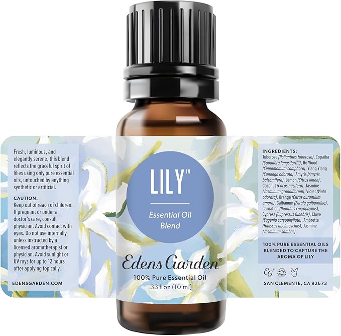 Edens Garden Lily Essential Oil Blend – 100% Pure Premium Grade, Toxin-Free Floral Oil, No Synthetics, Undiluted & Clean for Skin, DIY Soap Making, Perfume, Home & Car Diffusers 10 ml (.33 fl oz)
