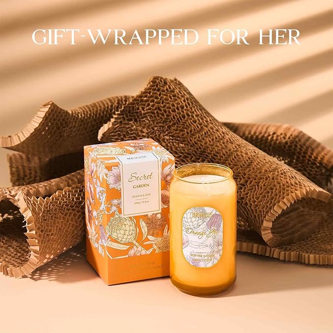 M&SENSE Orange&Goji Candles for Home Scented, 10.6 Oz Soy Wax Candles Non Toxic Jar Candle Up to 60 Hours Long Burning Home Fragrance Gift for Stress Relief, Meditation, Yoga