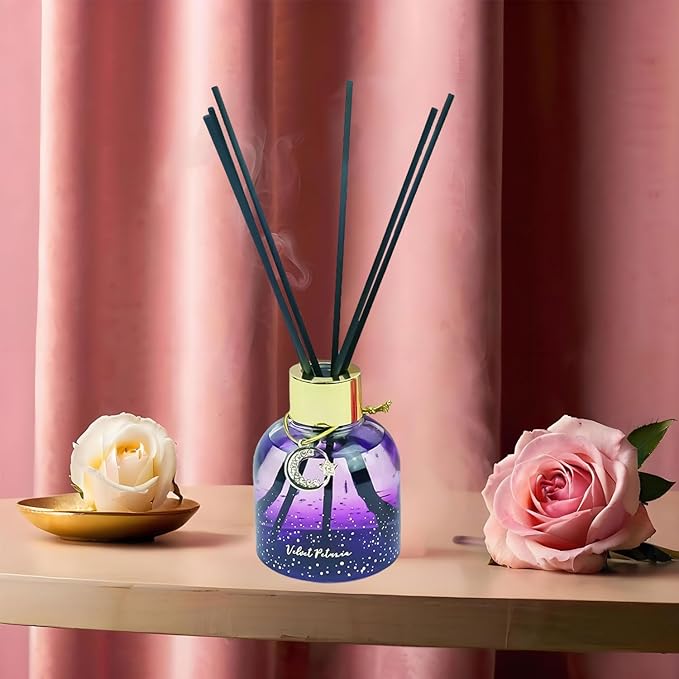 Reed Diffuser Set, Pretty Valley Home Diffuser 80Ml / 2.7 fl OZ Gift Box - Includes Reed Diffuser Sticks, Long Lasting Fragrance Oil and Glass Bottle for Office Living Room Decor (Velvet Petunia)