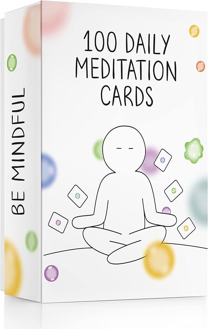 BEST 100 Daily Meditation Cards | Anxiety Relief Item for Relaxation | Self Care Kit for Stress Relief | Perfect Mindfulness Gift For Teens & Adults | Advance Beyond Positive Affirmations