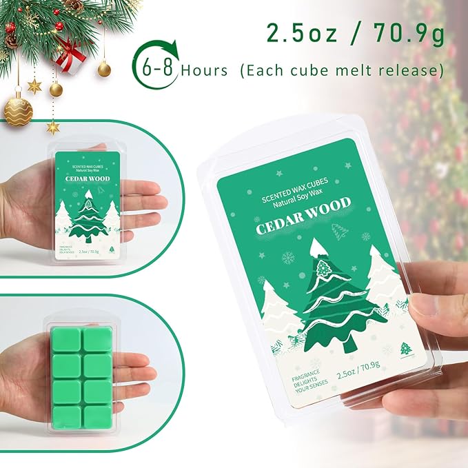 SCENTORINI Christmas Wax Melts, Scented Soy Wax Melts, 4x2.5 oz, Wax Melts for Wax Warmer, Cedar Wood, Ginger Bread, Vanilla Cake, Apple & Cinnamon